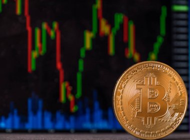 Bitcoin karşı bulanık grafik arka planı