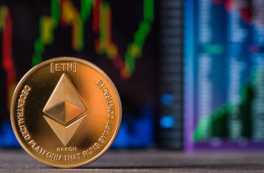 Ethereum para karşı bulanık grafik arka planı