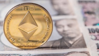 Ethereum para cryptocurrency Japon Yen banka notları.