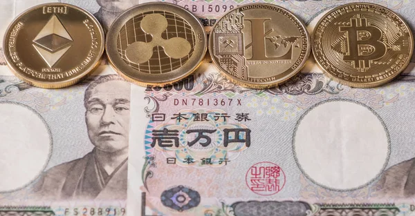 日本円紙幣の人気 Cryptocurrency — ストック写真