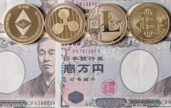 Crypto Monnaie Populaire Sur Les Billets Banque Japonais Yen — Photo