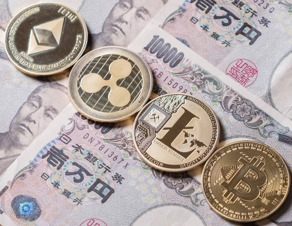 Crypto Monnaie Populaire Sur Les Billets Banque Japonais Yen — Photo