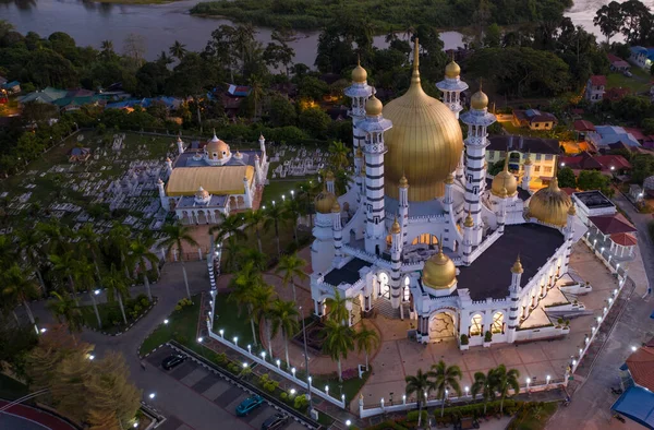 Widok Lotu Ptaka Meczet Ubudiah Kuala Kangsar Perak Malezja — Zdjęcie stockowe