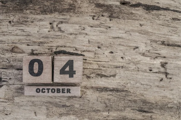 Calendar cub pentru october pe fundal din lemn cu spațiu de copiere — Fotografie, imagine de stoc