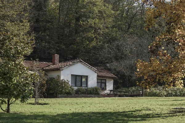 Et lite hus på landet – stockfoto