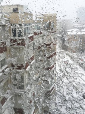 penceresinde street kar altında karşı buz