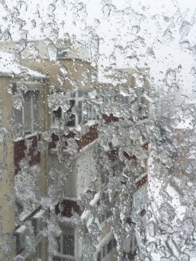 penceresinde street kar altında karşı buz