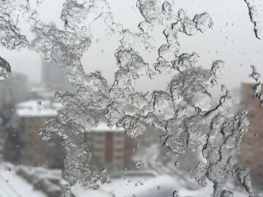 penceresinde street kar altında karşı buz