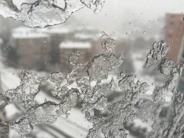 penceresinde street kar altında karşı buz
