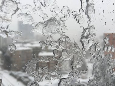 penceresinde street kar altında karşı buz