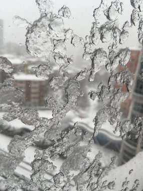 penceresinde street kar altında karşı buz