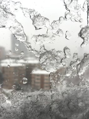 penceresinde street kar altında karşı buz