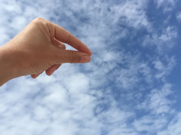 Eine Weibliche Hand Die Virtuelle Visitenkarte Oder Leeres Papier Vor — Stockfoto