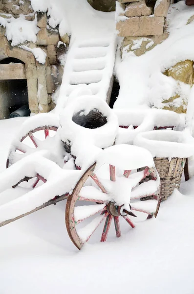 Wooden Horse Chart Snow Winter — Stock Photo, Image
