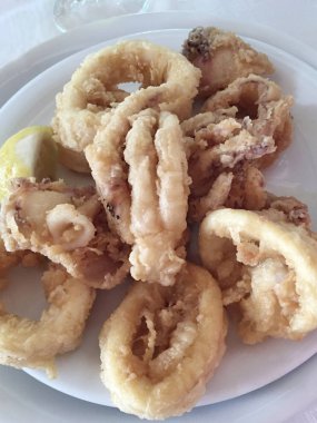 Kızarmış kalamar closeup