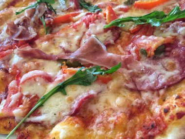 arka plan olarak bir pizza closeup
