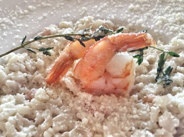 Karidesli risotto closeup