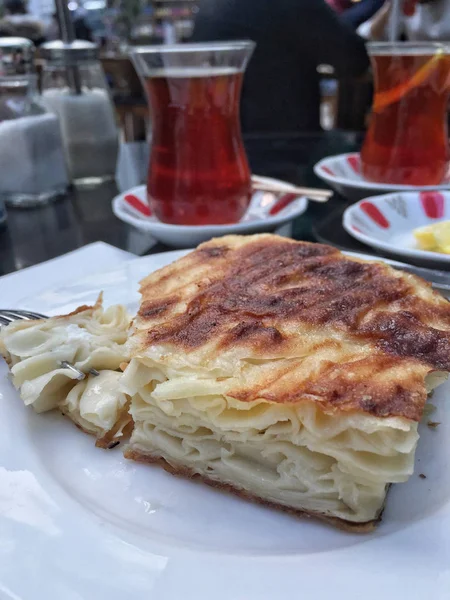 Чай Котлеты Традиционного Турецкого Завтрака Столе — стоковое фото