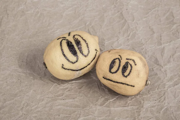 Funny Lemons Happy Sad Expressions — Stock Photo, Image