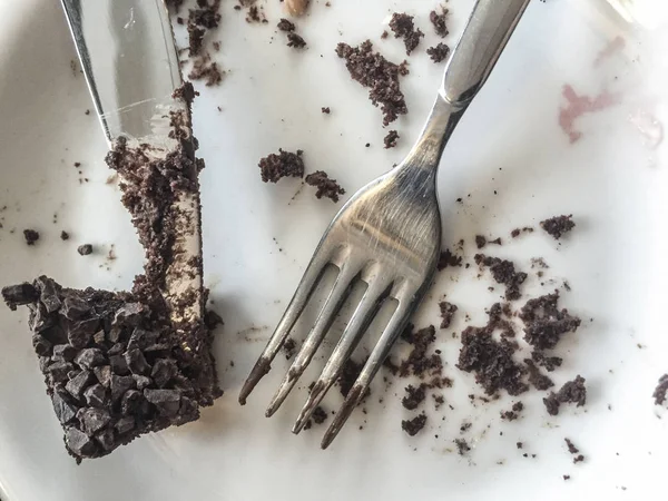 Prato Vazio Sujo Depois Comida Mesa Café — Fotografia de Stock