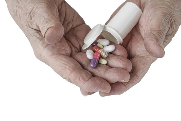 Pills Palm Senior Person White Stock Photo