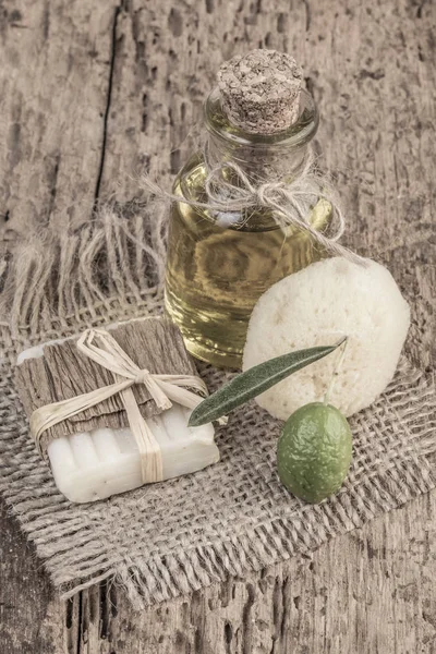 natural olive oil soap and olives