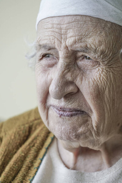 Closeup face of senior woman