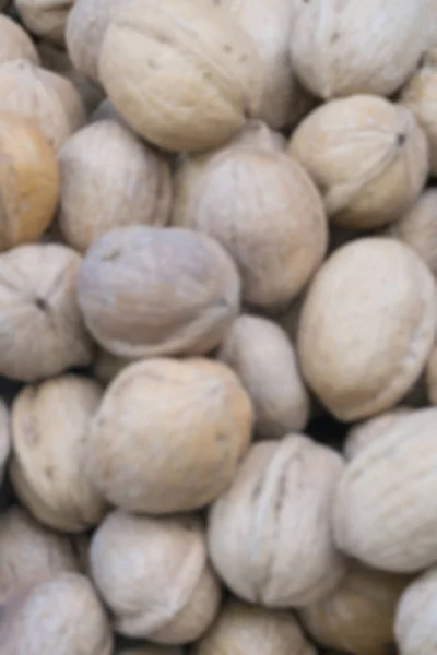 Blurred Background Closeup Whole Walnuts — Stock Photo, Image