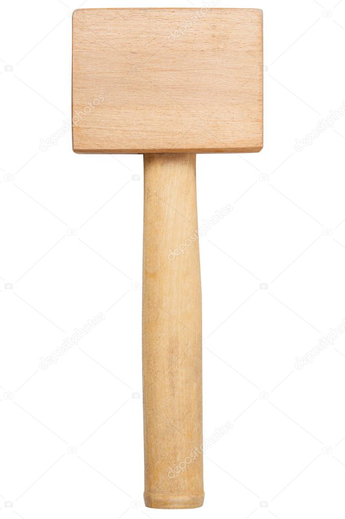 Wooden hammer isolated on white