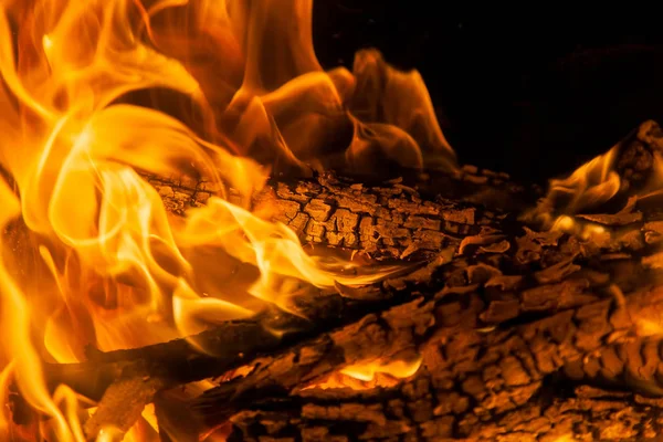 Burning billets in hot stove — Stock Photo, Image