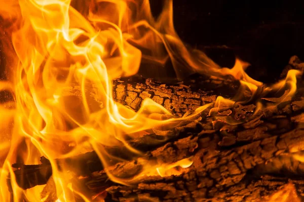 Brandende billets in hete kachel — Stockfoto