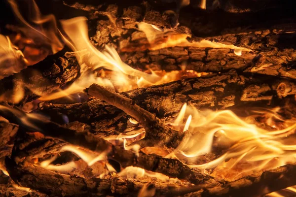 Shot of burning firewood in fireplace — Stock Photo, Image