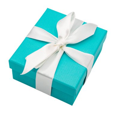 Hediye kutusu ile Beyaz kurdele beyaz arka plan üzerinde izole