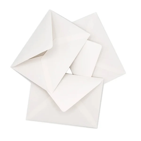 Trois enveloppes isolées sur fond blanc — Photo