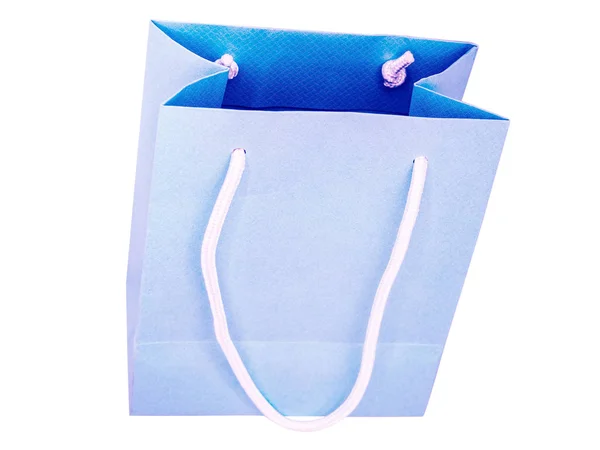 Sacchetti di carta blu isolati su sfondo bianco — Foto Stock