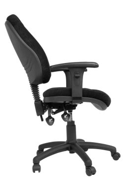 Ofis sandalyesi beyaz arkaplan, kenar görünüm, kırpma yolları dahil