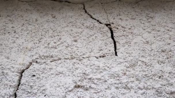 Grieta Profunda Una Pared Blanca — Vídeos de Stock