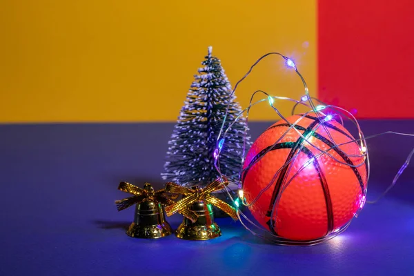 Basket Och Nyår Basket Och Jul Idrott Och Nytt — Stockfoto