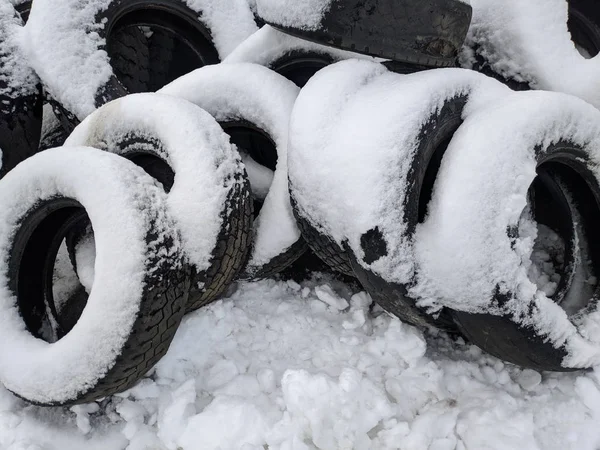 Old Tires Snow Warehouse Old Tires — Stock Photo, Image