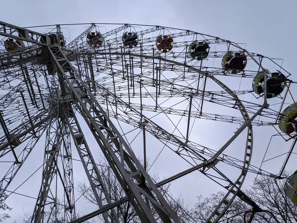 Ferris wheel. iron construction ferris wheel. attraction in the park