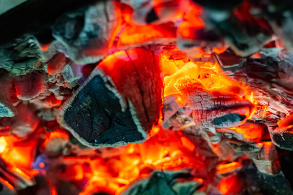 coals are burning. beautiful fire.