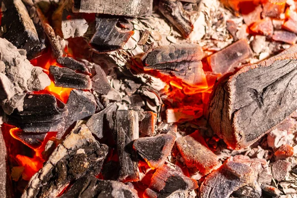Coals Burning Beautiful Fire — Stock Photo, Image