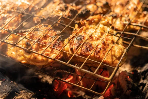 Meat Fire Grilling Barbecue Chicken Grill — 스톡 사진