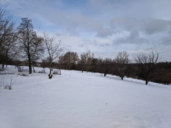 Winterlandschaft Mit Einer Straße Die Ferne — Stockfoto