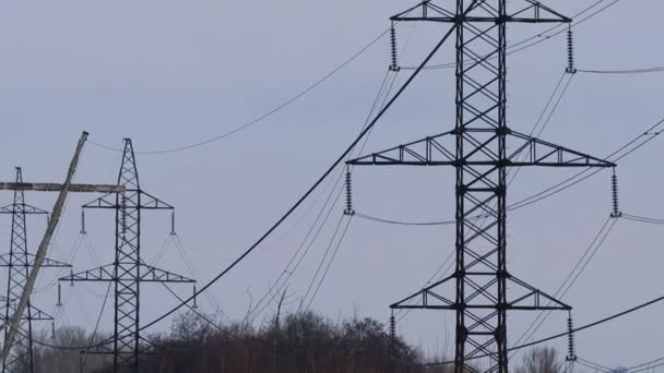 Lignes Électriques Haut Mât Supports Fil Électrique — Video