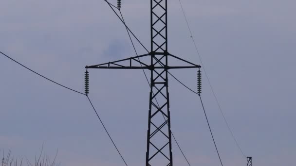 Hochmastleitungen Elektrische Drahtstützen — Stockvideo