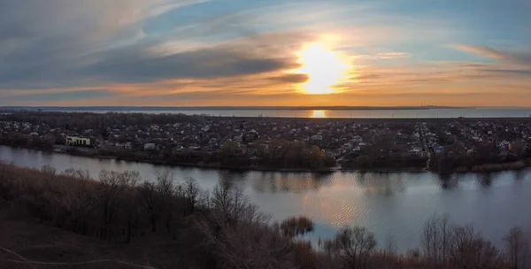 Prachtig Panorama Van Stad Natuur Panorama Vanuit Lucht — Stockfoto