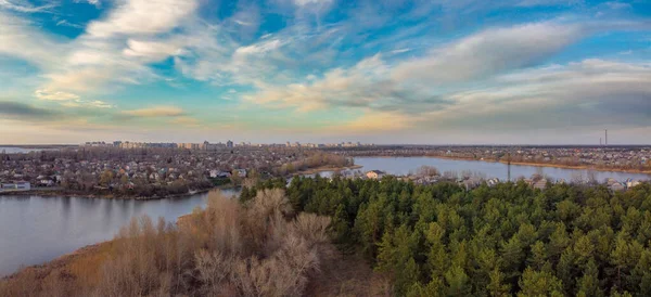 Prachtig Panorama Van Stad Natuur Panorama Vanuit Lucht — Stockfoto
