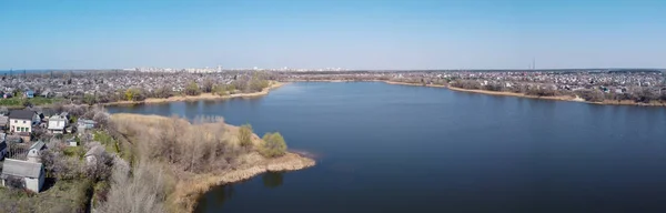 Panorama Paysage Naturel Paysage Avec Une Rivière Une Hauteur — Photo