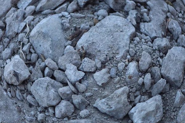 gray stones in the dust. stones of various shapes